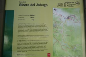Cartel de la Junta de Andalucia anunciando el Sendero Ribera del Jabugo